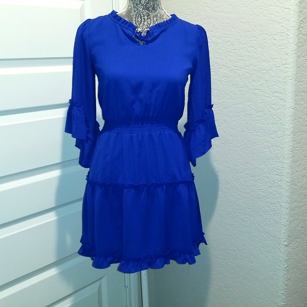 Royal blue. sleeve Ruffle dress .GB girls.